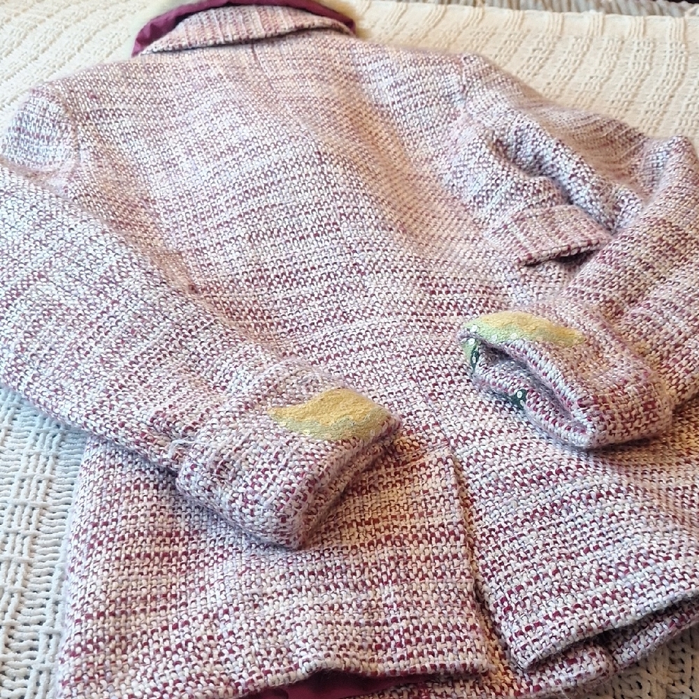 Kenzie Multicolor Pea Coat with Faux Fur Collar Size S - Picture 9 of 13